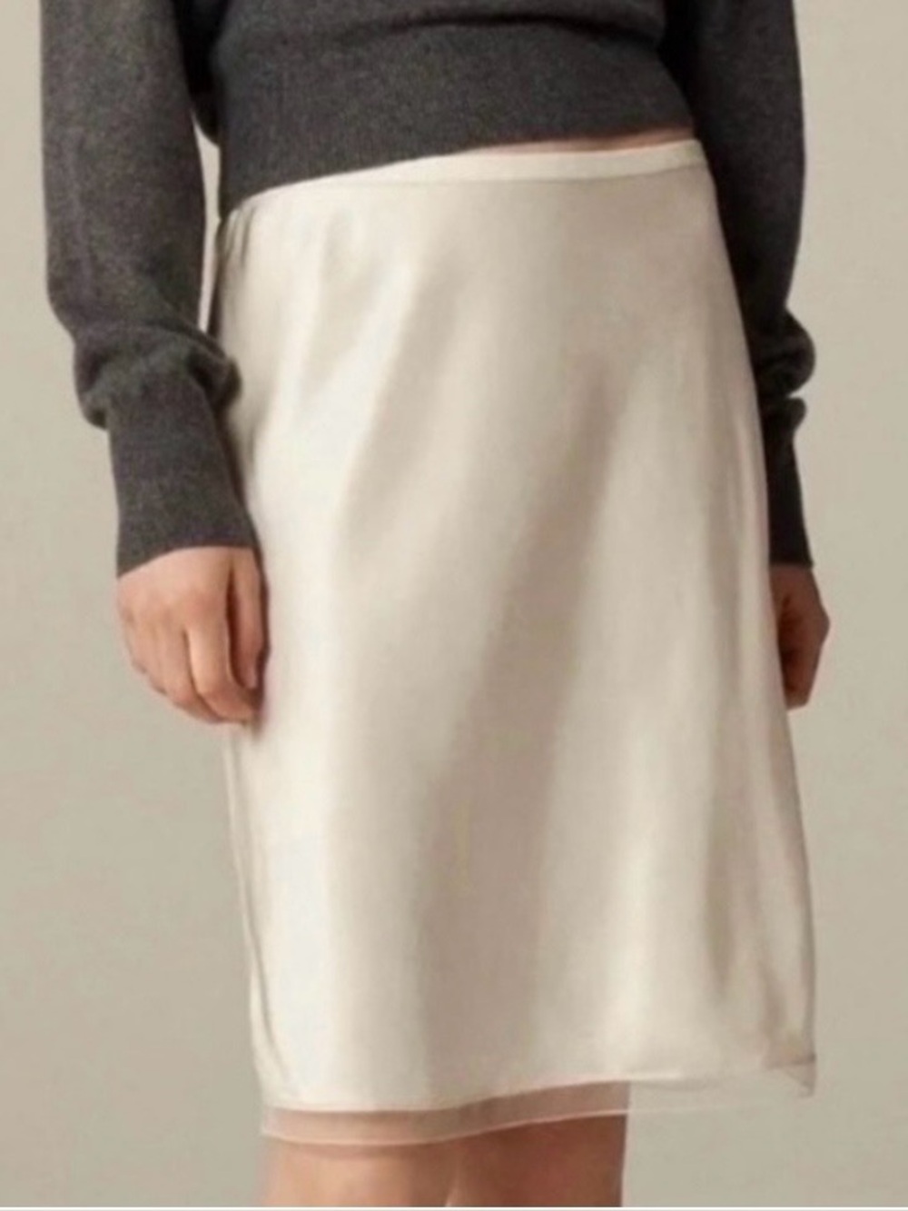 J Crew cream color satin pull on skirt